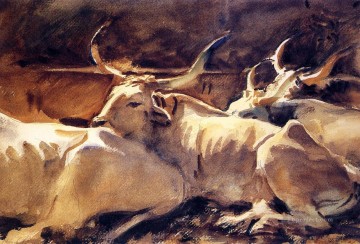 John Singer Sargent Painting - Bueyes en reposo John Singer Sargent